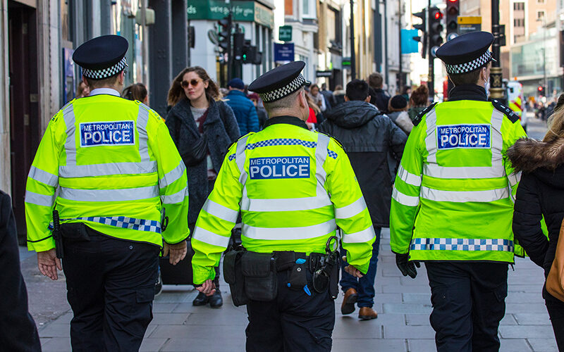 Police walking down the street