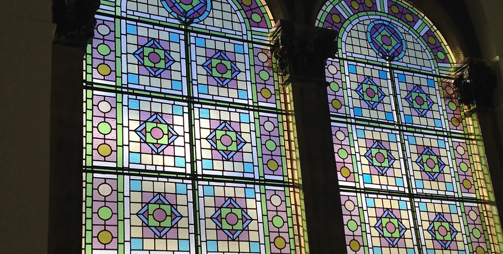 Putney Community Church painted glass windows