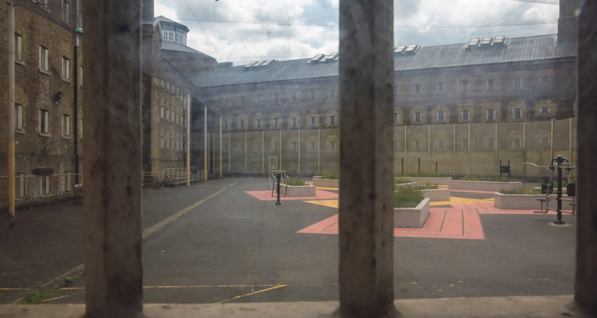 The exercise yard at Wandsworth Prison. Pic: Andy Aitchison