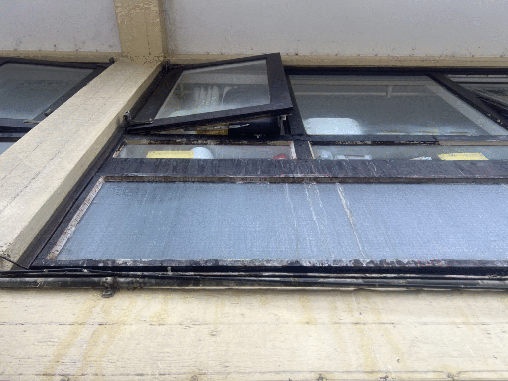 Waste water stains on the outside of a flat on the Alton Estate in Roehampton