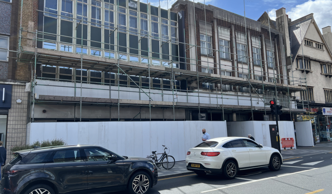 M&S Putney with boarding put up for renovation