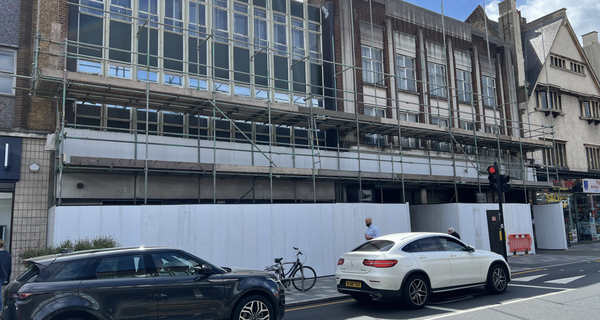 M&S Putney with boarding put up for renovation