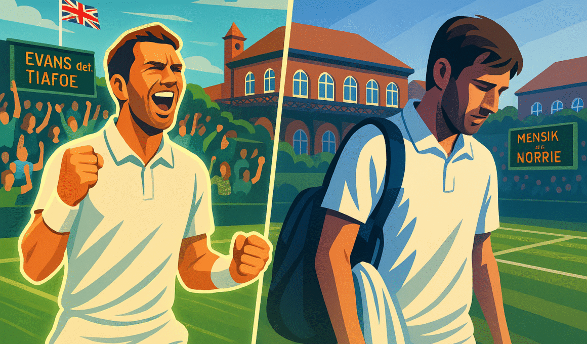 Graphic showing Dan Evans winning but Cameron Norrie losing