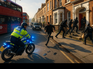 AI generated image of a police raid on a Victorian house