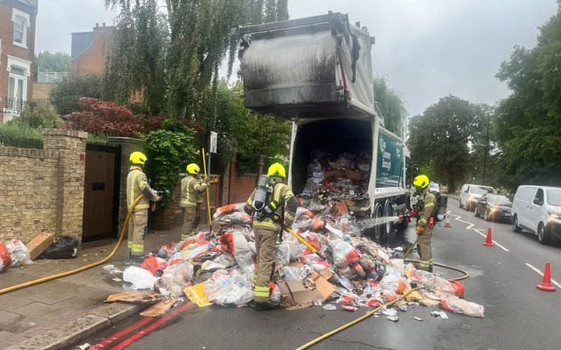 Lithium battery fire in waste truck