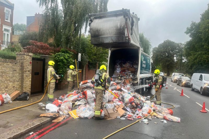 Lithium battery fire in waste truck