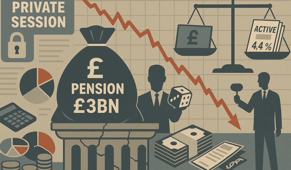 Graphic showing a pension fund in decline