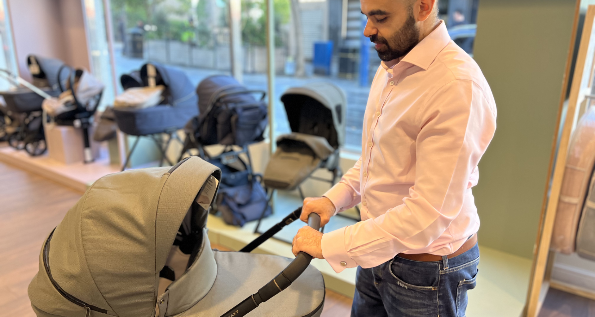 Shehzad with one of his prams