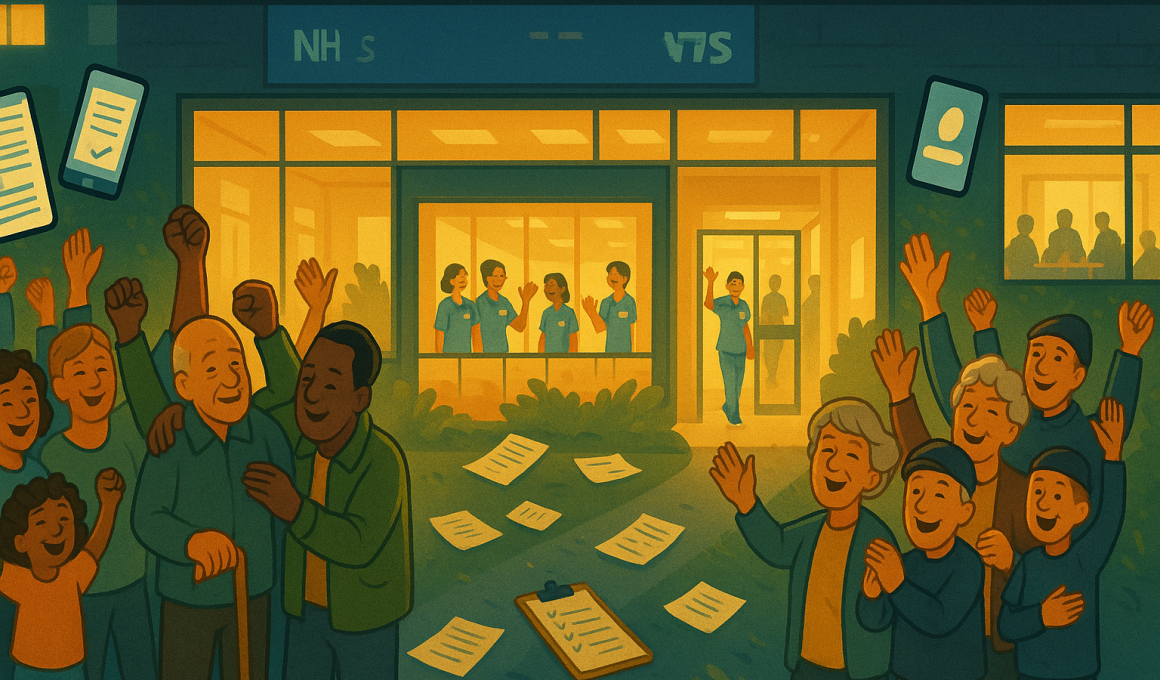 Graphic showing people celebrating that a hopsital unit will not be closed