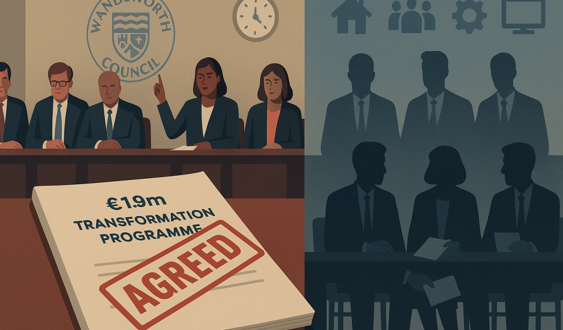 Graphic showing council mindlessly approving an expensive contract
