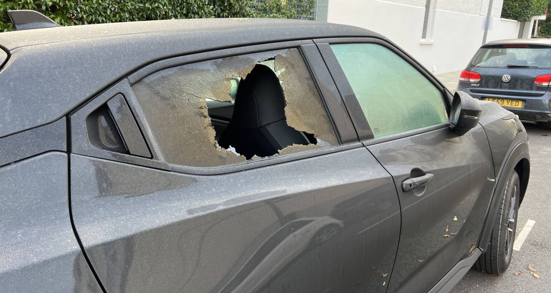 Picture of car with broken back window