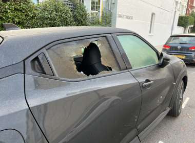 Picture of car with broken back window