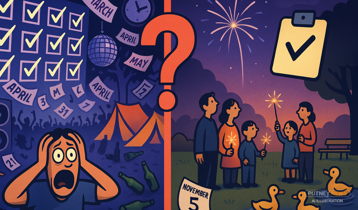 Graphic showing miscommunication over fireworks night