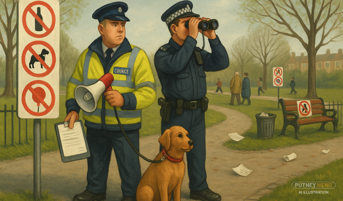 Graphic showing police hot on the tracks of not much