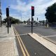 Putney Bridge junction taken from the cycle lane