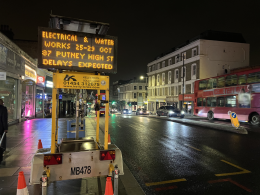 road-works-putney-high-st - Putney.news Roadworks sign at Putney High Street