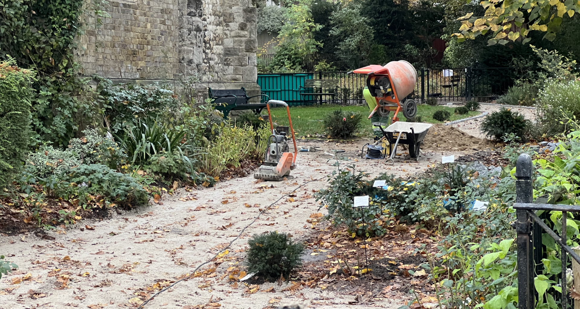 St Margaret's Church, Putney - new pathway being installed