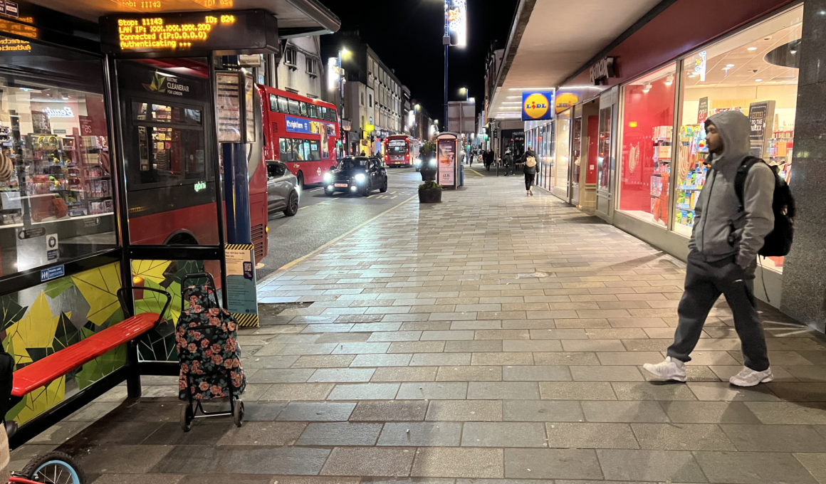 Pavement outide TK Maxx on Putney High Street