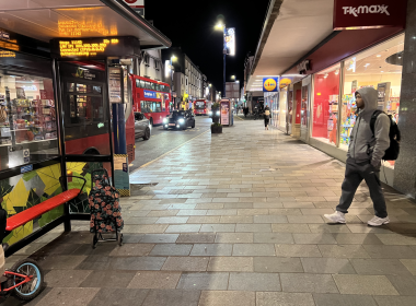 Pavement outide TK Maxx on Putney High Street