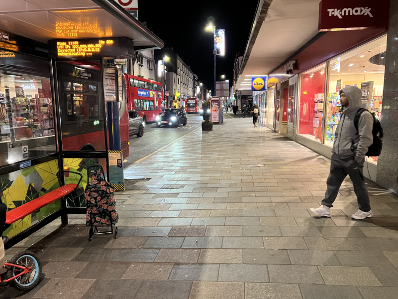 Pavement outide TK Maxx on Putney High Street