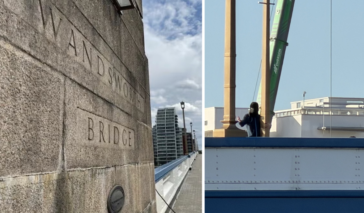 Emergency services respond to an incident on Wandsworth Bridge this afternoon. Photo: Weitzel