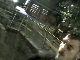 Video still of man harassing neighbours