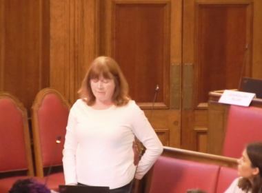 Cllr Angela Ireland answering a question at Wandsworth Council