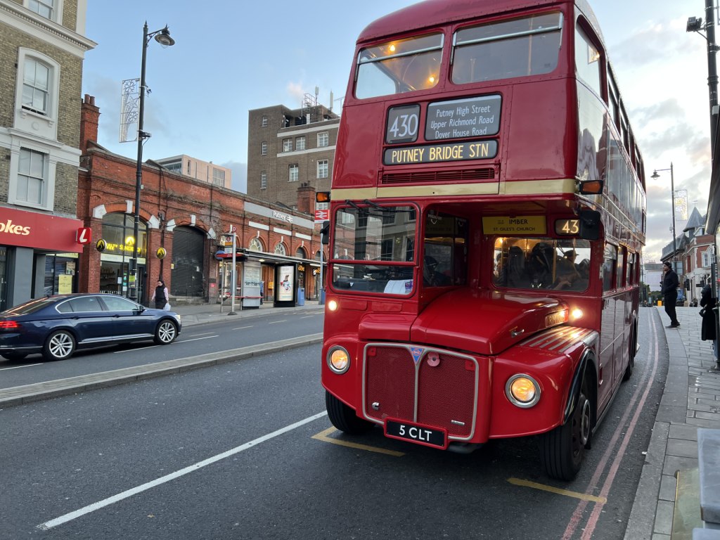 The Routemaster at Putney Station, showing the 430 route to Putney Bridge