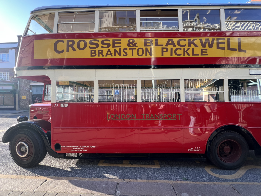 The beautifully restored STL with its Crosse & Blackwell Branston Pickle advertisement