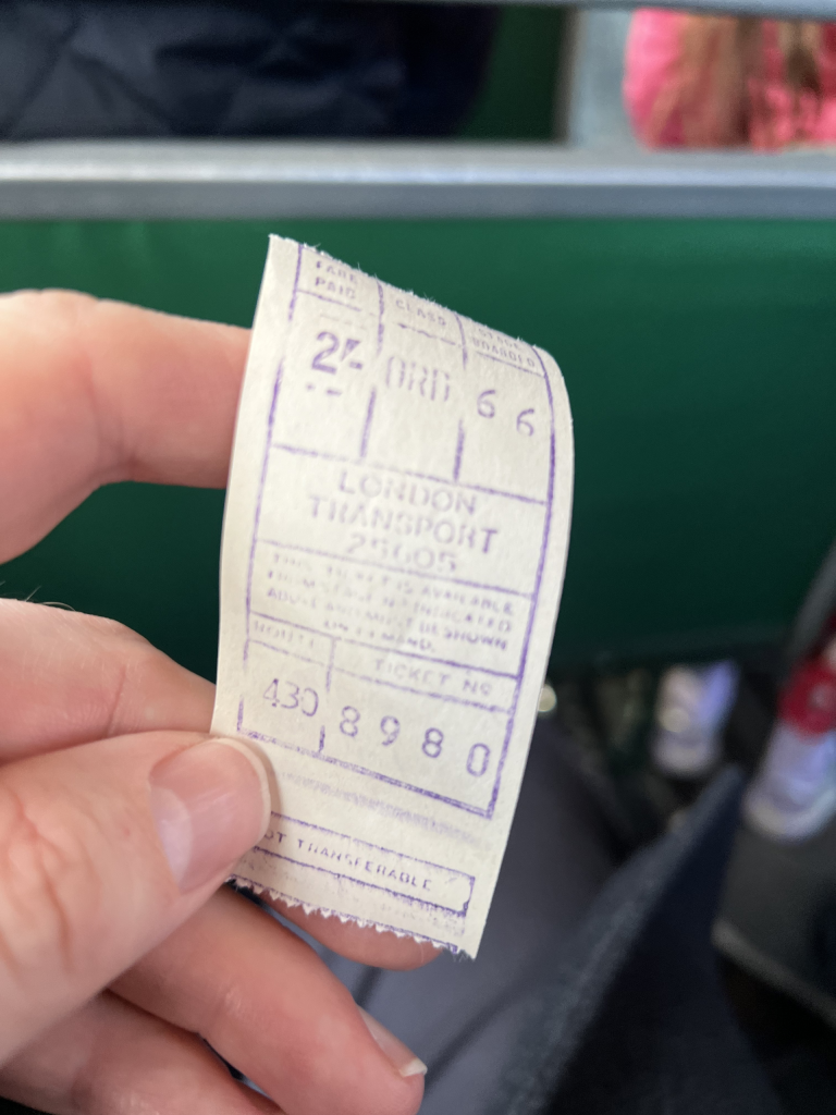 A London Transport ticket printed for the Christmas Day service