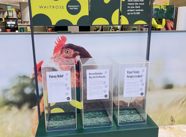 Charity boxes at Waitrose Putney