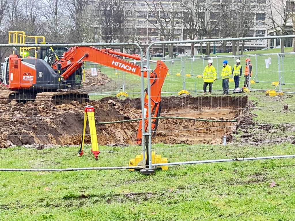 Digging for underground water tanks on the Alton Estate