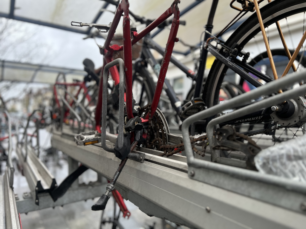 Disraeli bike rack and abandoned bike