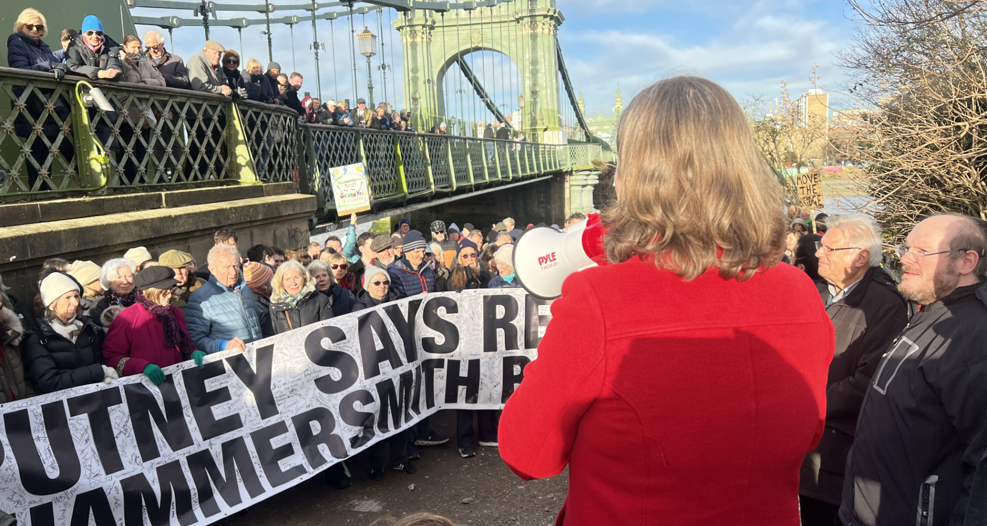 Putney MP Fleur Anderson at Hammersmith Bridge