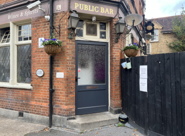 The side of The Angel pub in Roehampton