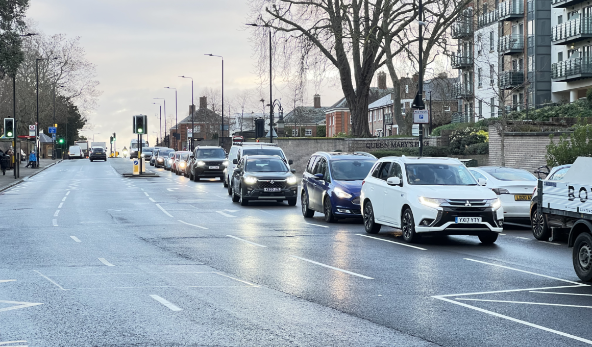 Roehampton Lane during roadworks in January 2026.