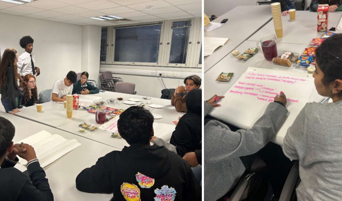 Photos taken from a session held with members of the Youth Council looking at VAWG.