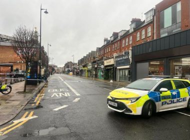 Photo at the scene of a stabbing in Wimbledon. Pic: Matt Kane