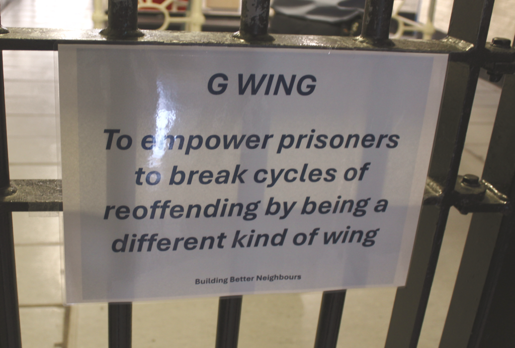 G Wing sign at Wandsworth Prison. Pic: WPIC