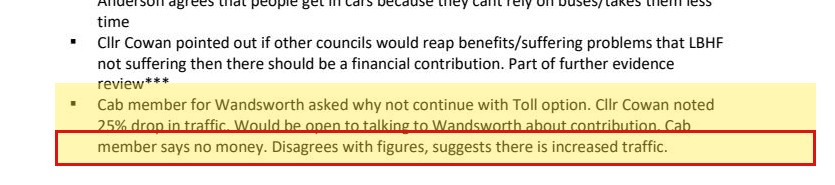 Excerpt from DfT minutes over Hammersmith Bridge