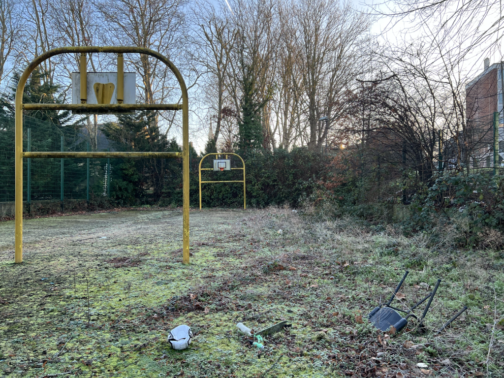 Abandoned basketball court