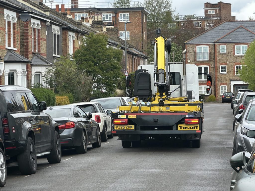 Delivery lorry for an unwanted bike hangar drives off. Pic: Simon Scott-Taylor