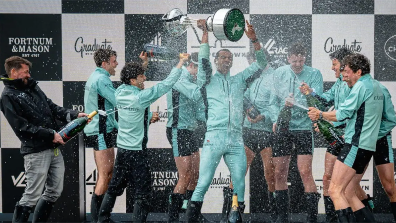 The winning Cambridge men's team. Pic: The Boat Race