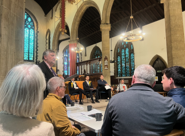 Charles Runcie, SGRA Chair addresses the Southfields hustings, April 2026.