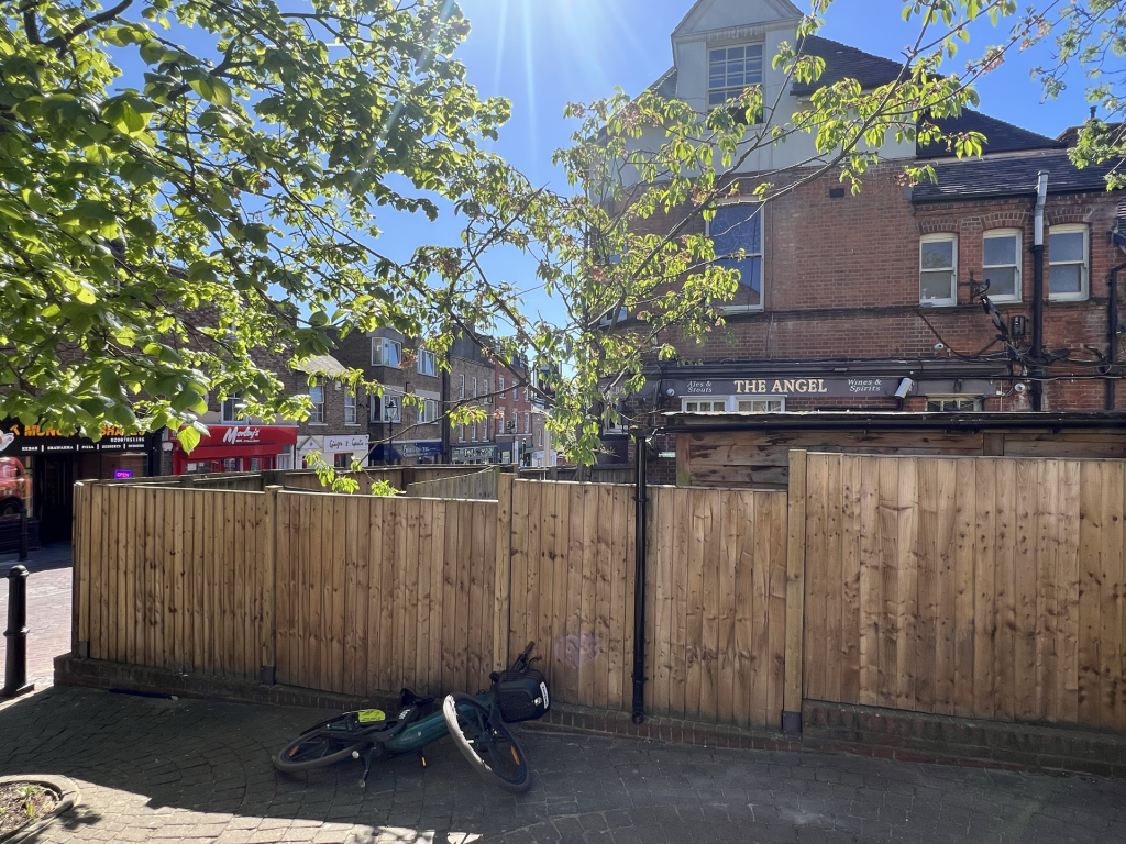 Back of The Angel pub in Roehampton