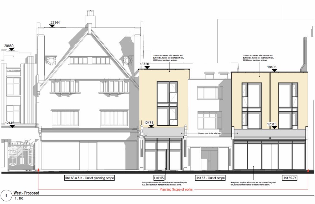 Renovation drawings of 63-71 Putney High Street