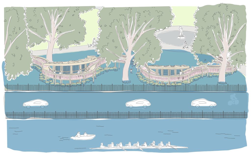 Proposed design that would mark the Leaders Gardens more usable, working with nature. Illustration: Rachael Quin