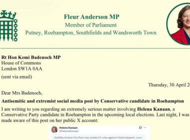Letter from Fleur Anderson re: anti-semitic tweet