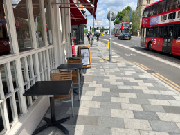 Pavment outside Franco Manca on Putney High Street