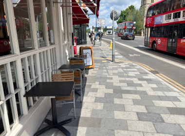Pavment outside Franco Manca on Putney High Street